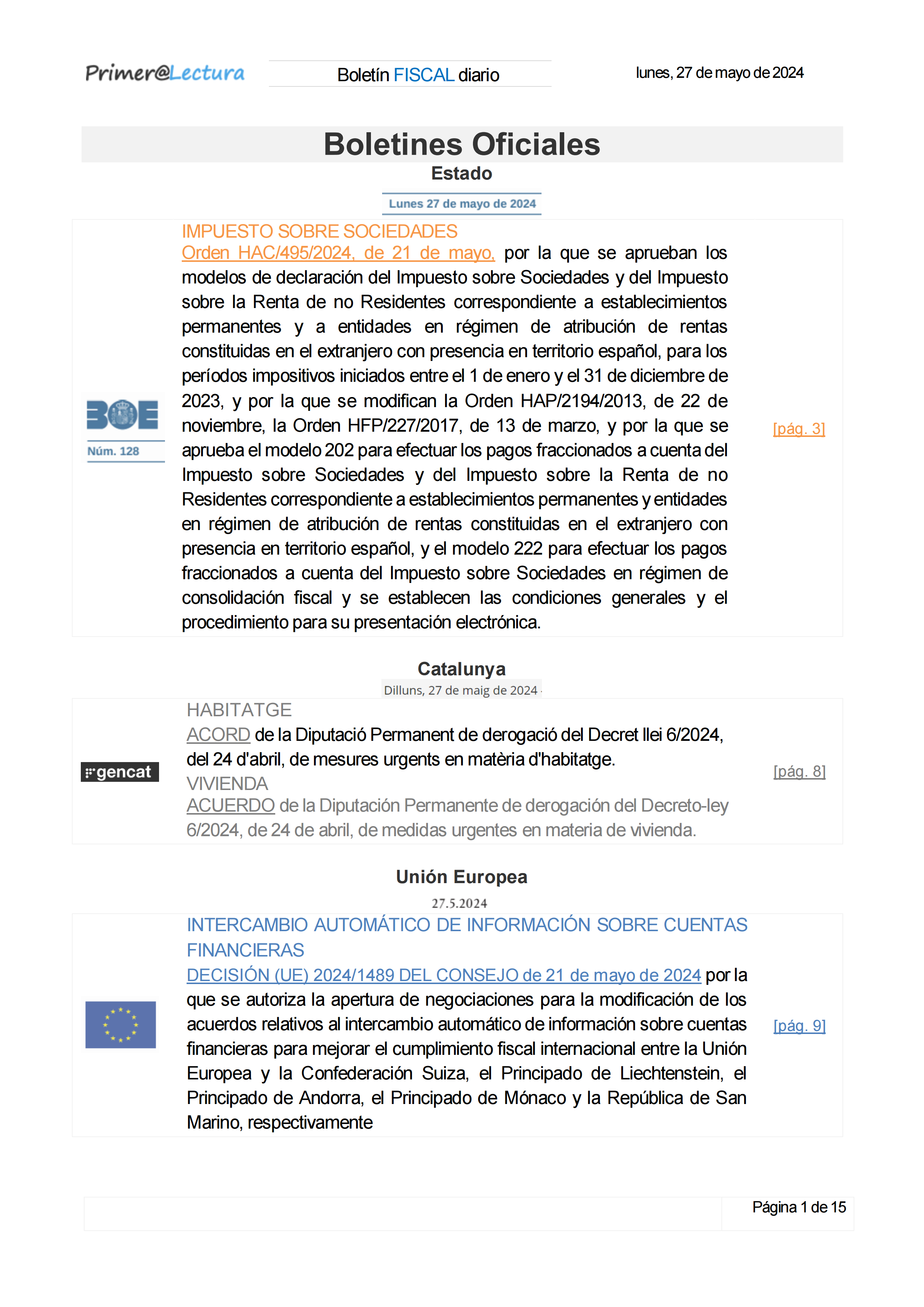 Boletín fiscal 27/05/2024