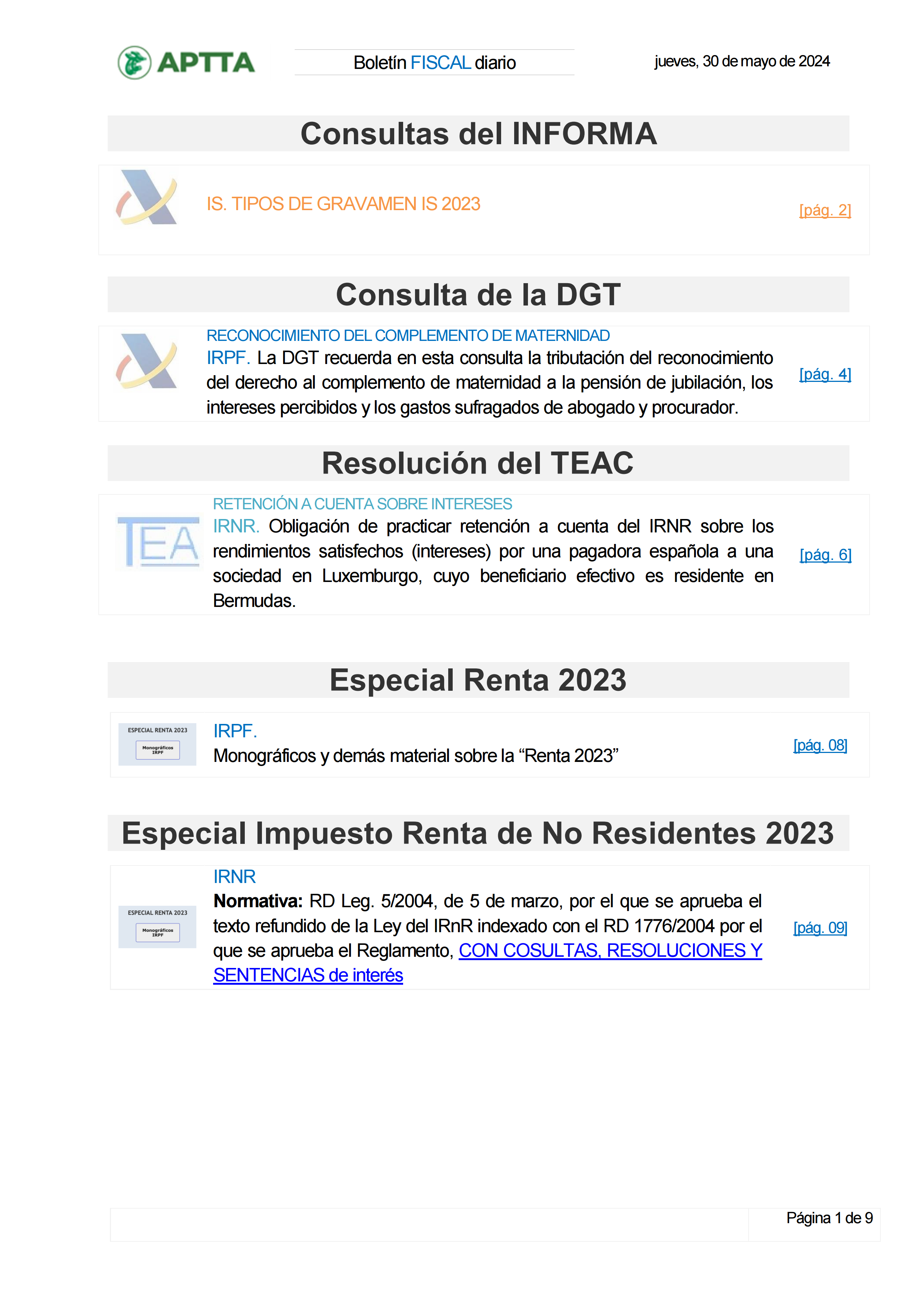 Boletín fiscal 30/05/2024