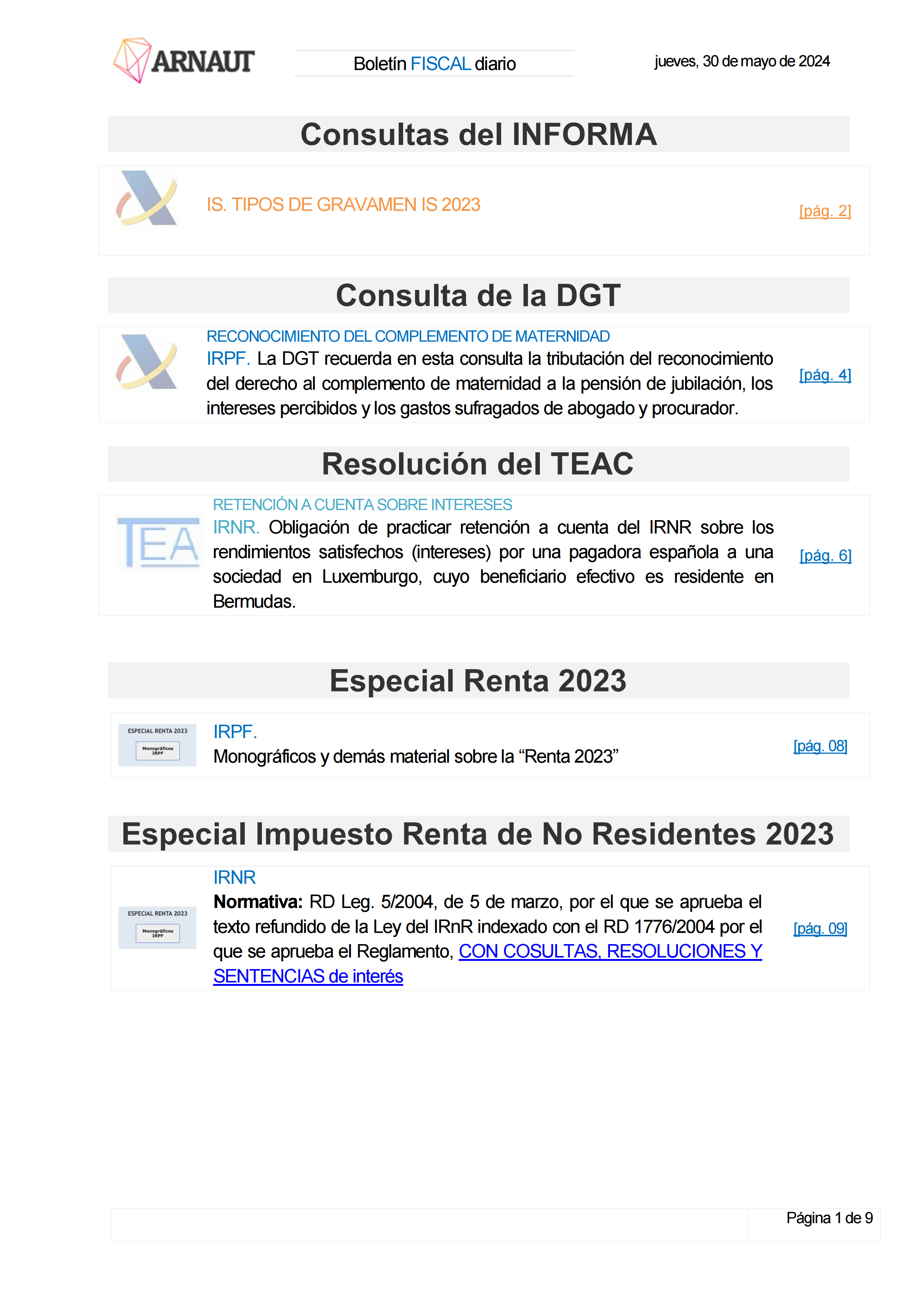 Boletín fiscal 30/05/2024