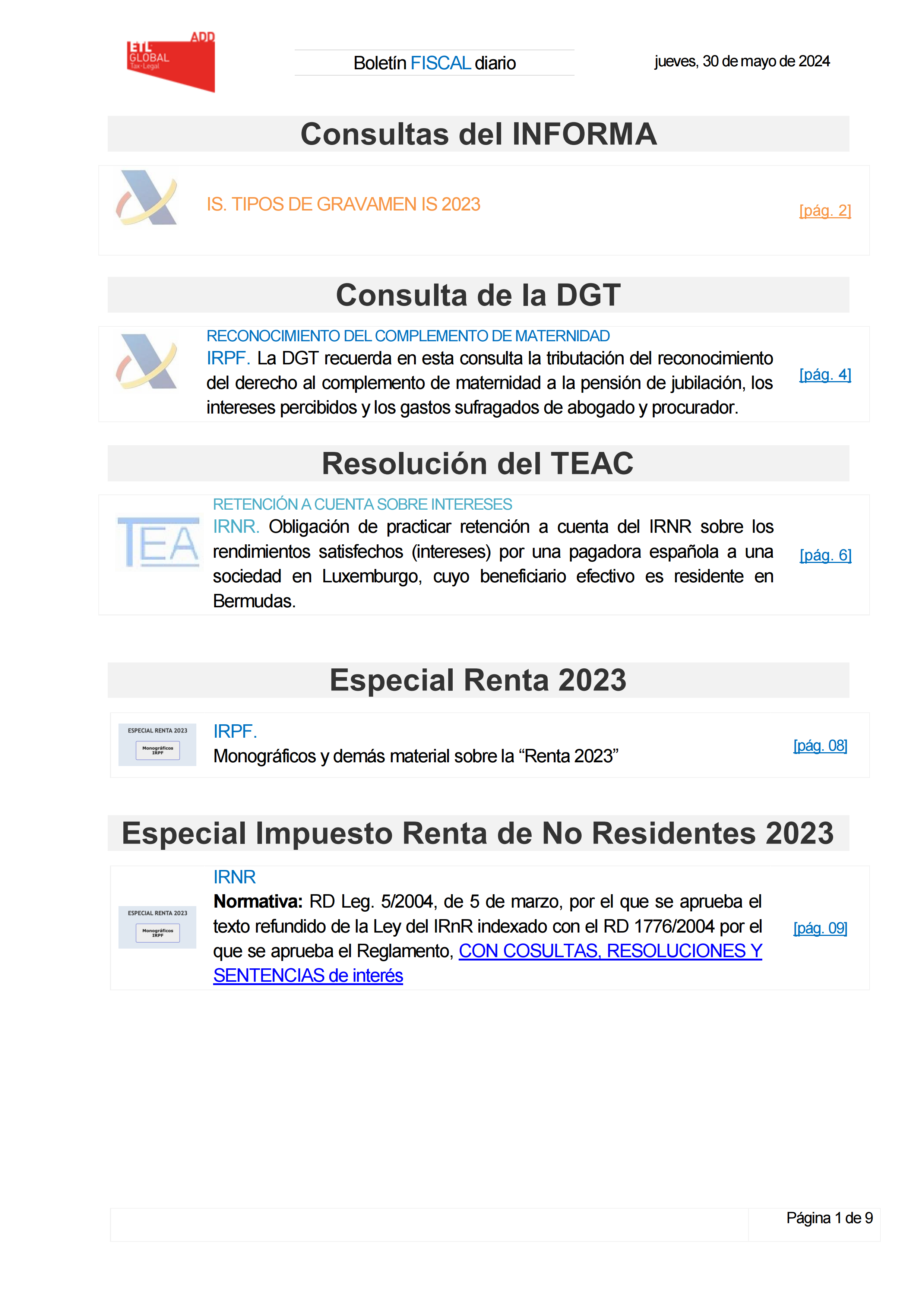 Boletín fiscal 30/05/2024