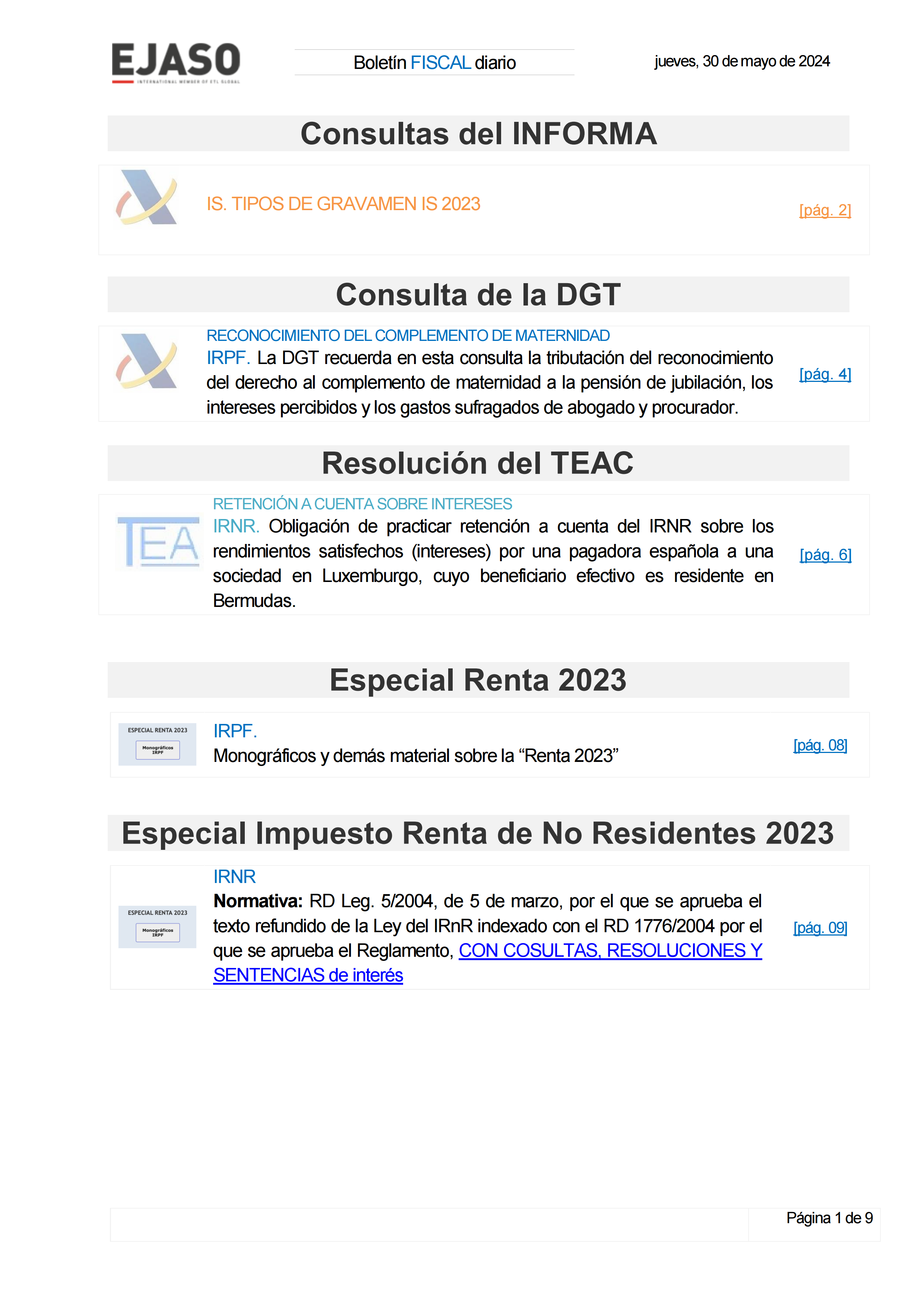 Boletín fiscal 30/05/2024