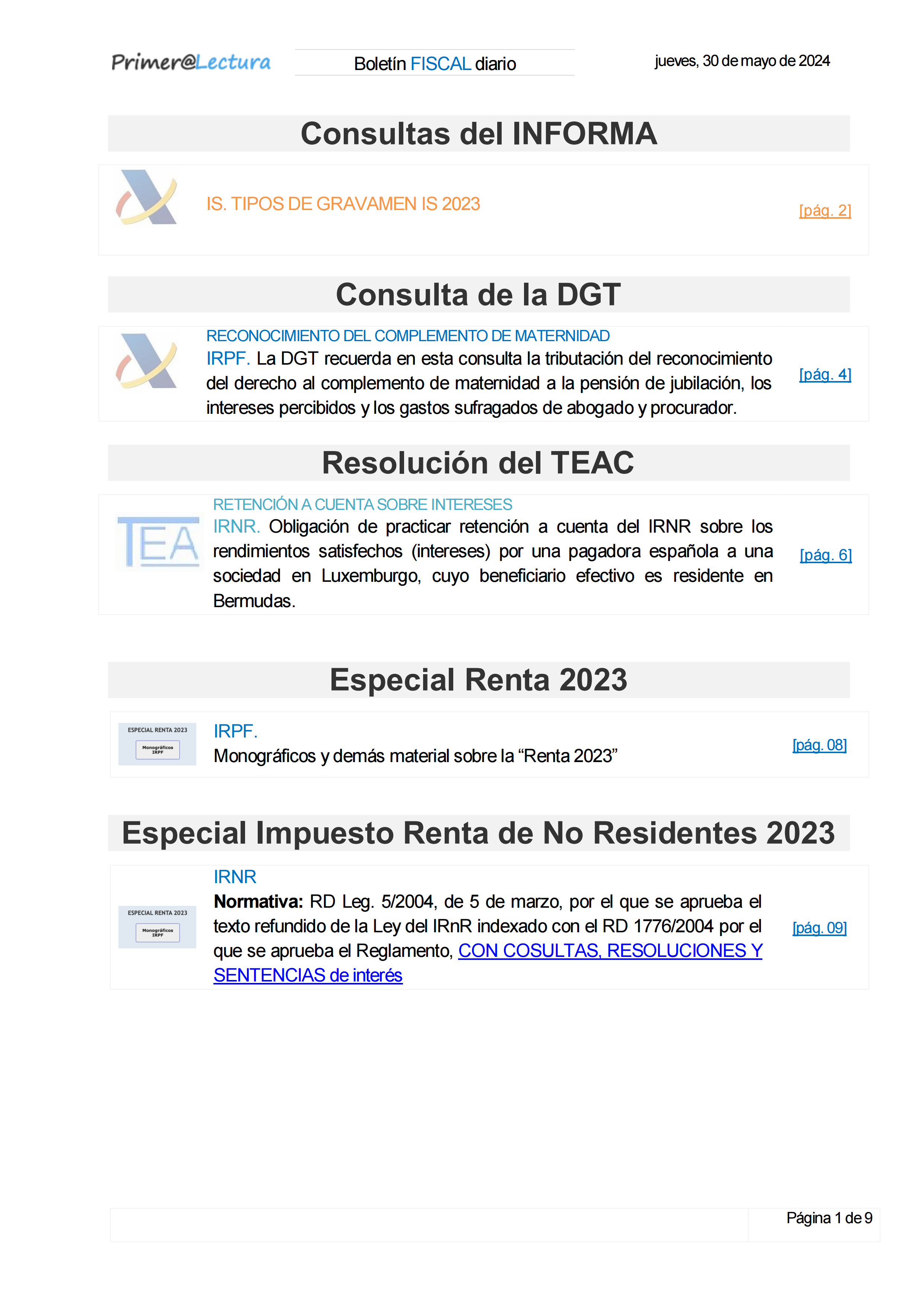Boletín fiscal 30/05/2024