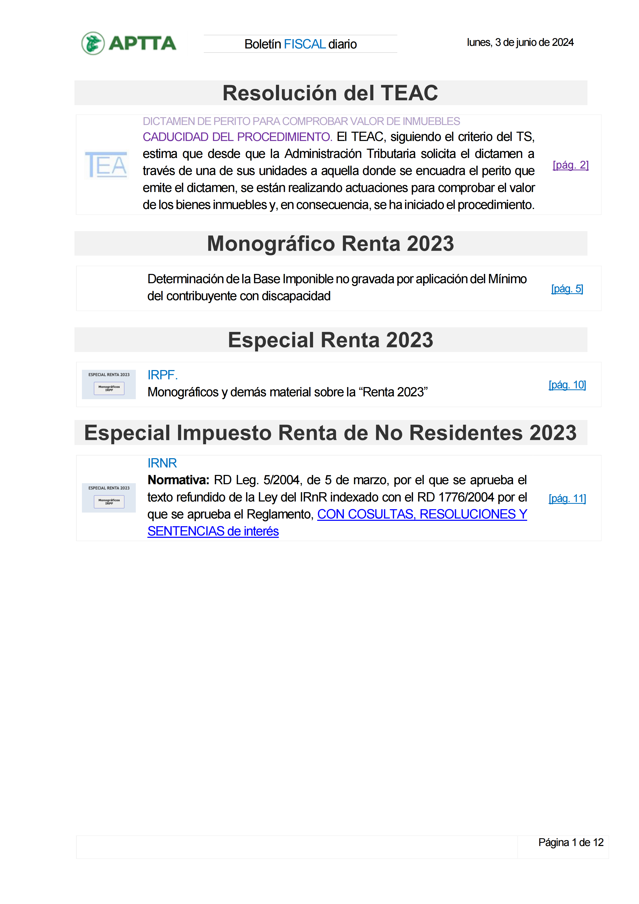 Boletín fiscal 03/06/2024
