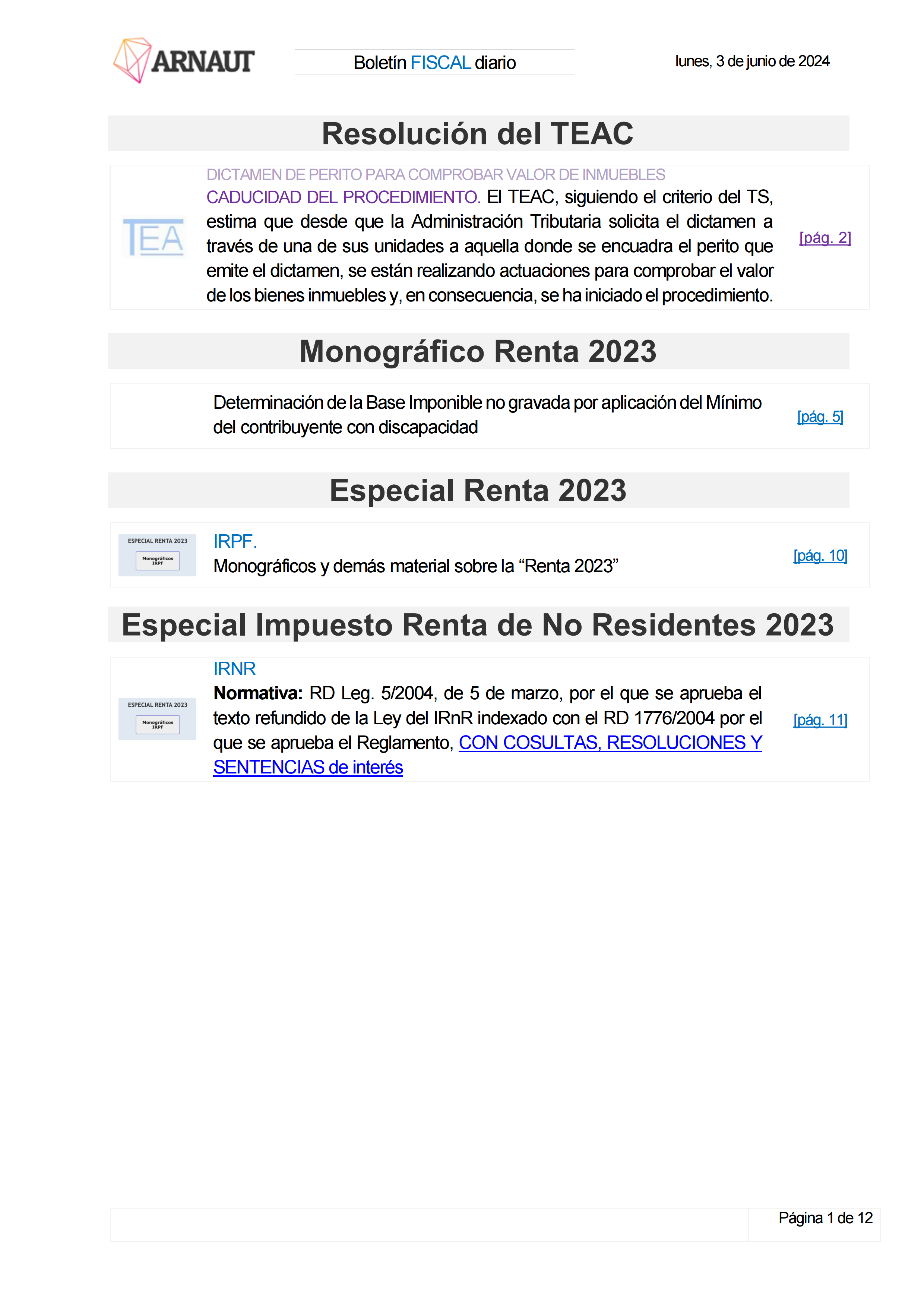 Boletín fiscal 03/06/2024