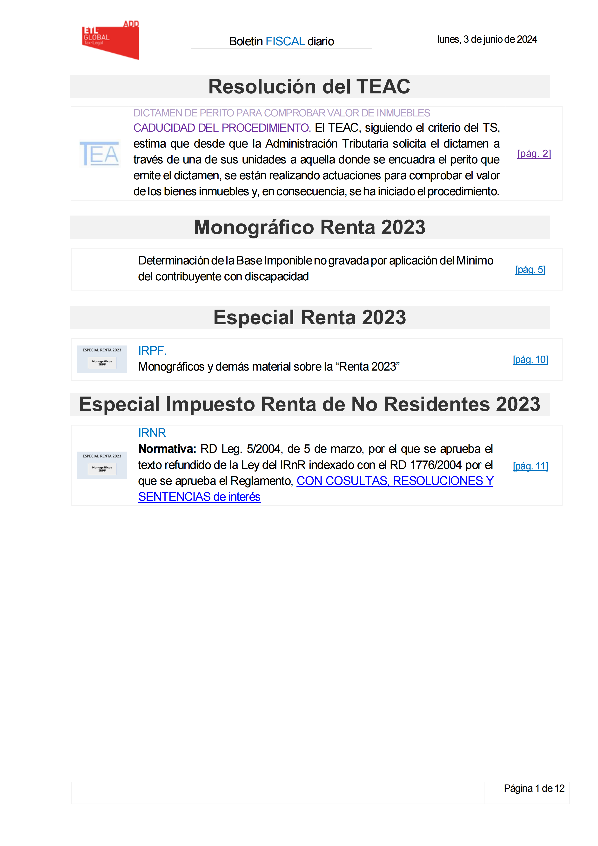 Boletín fiscal 03/06/2024