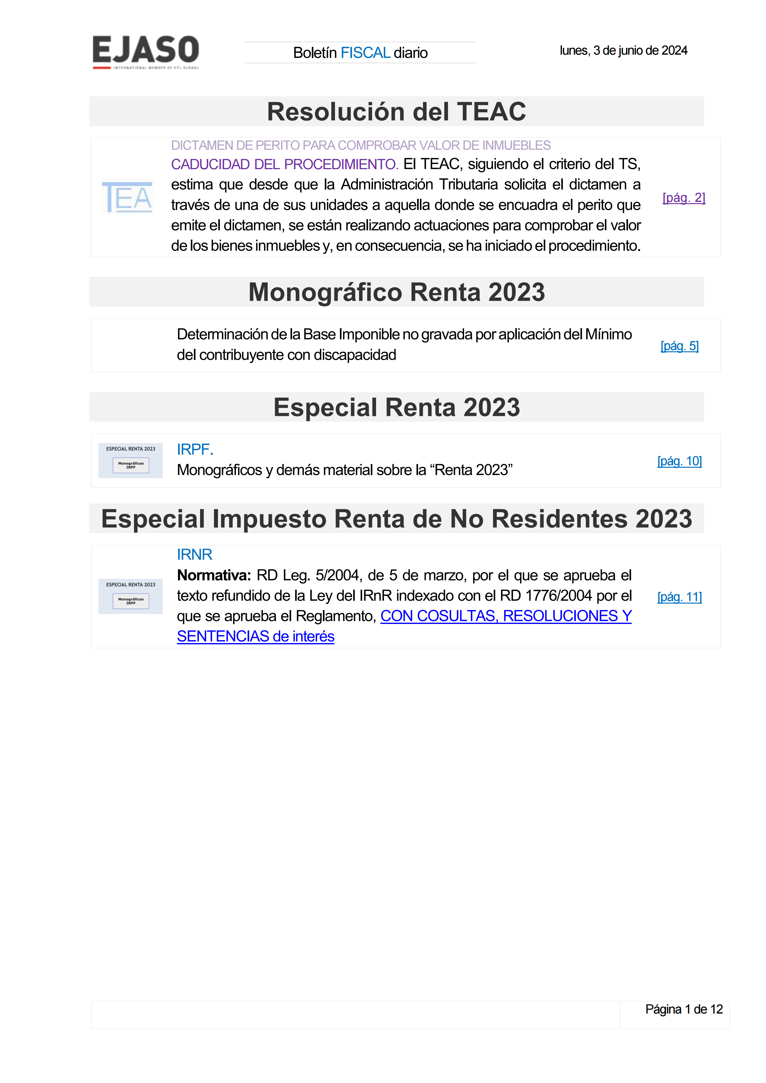 Boletín fiscal 03/06/2024