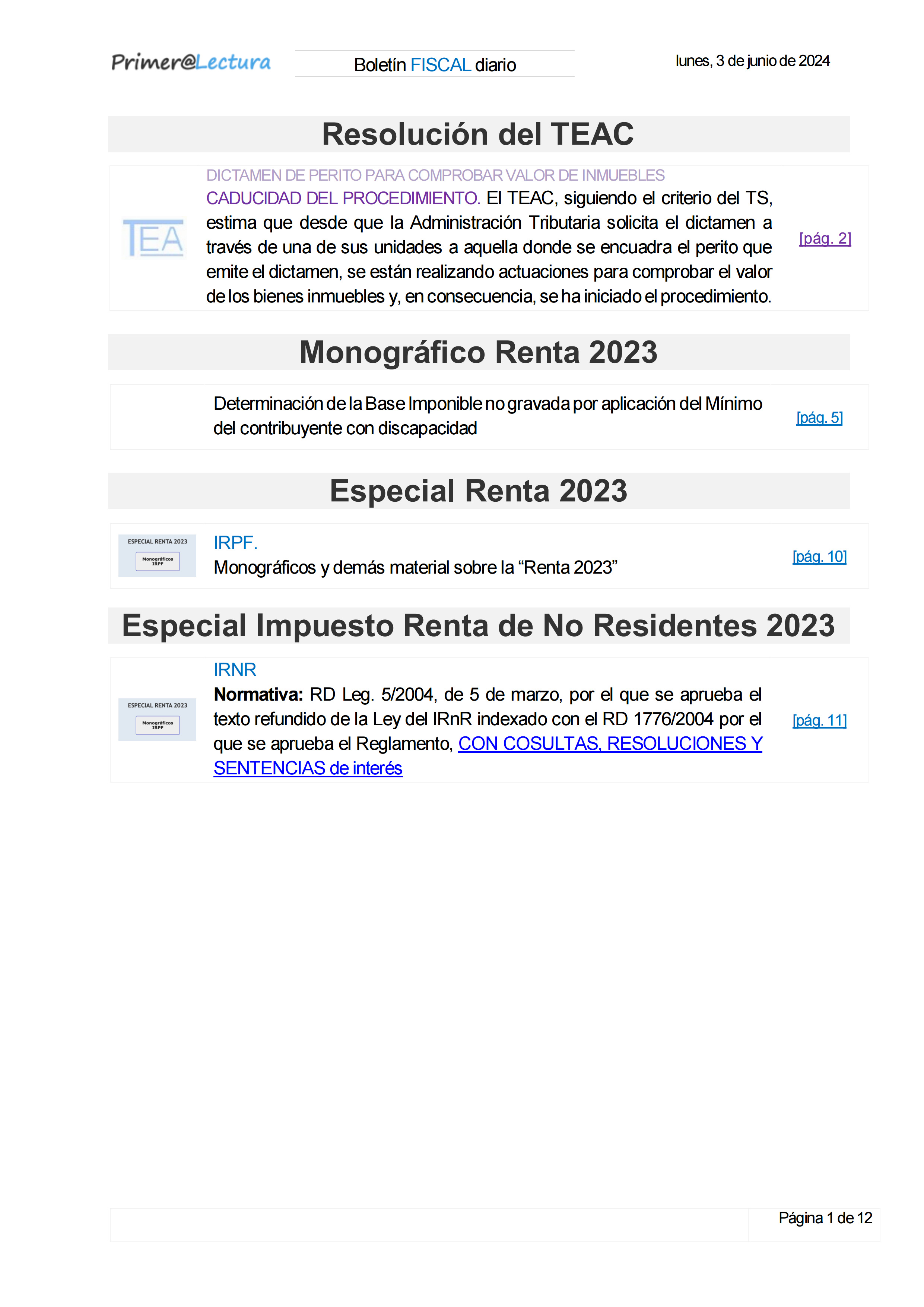 Boletín fiscal 03/06/2024