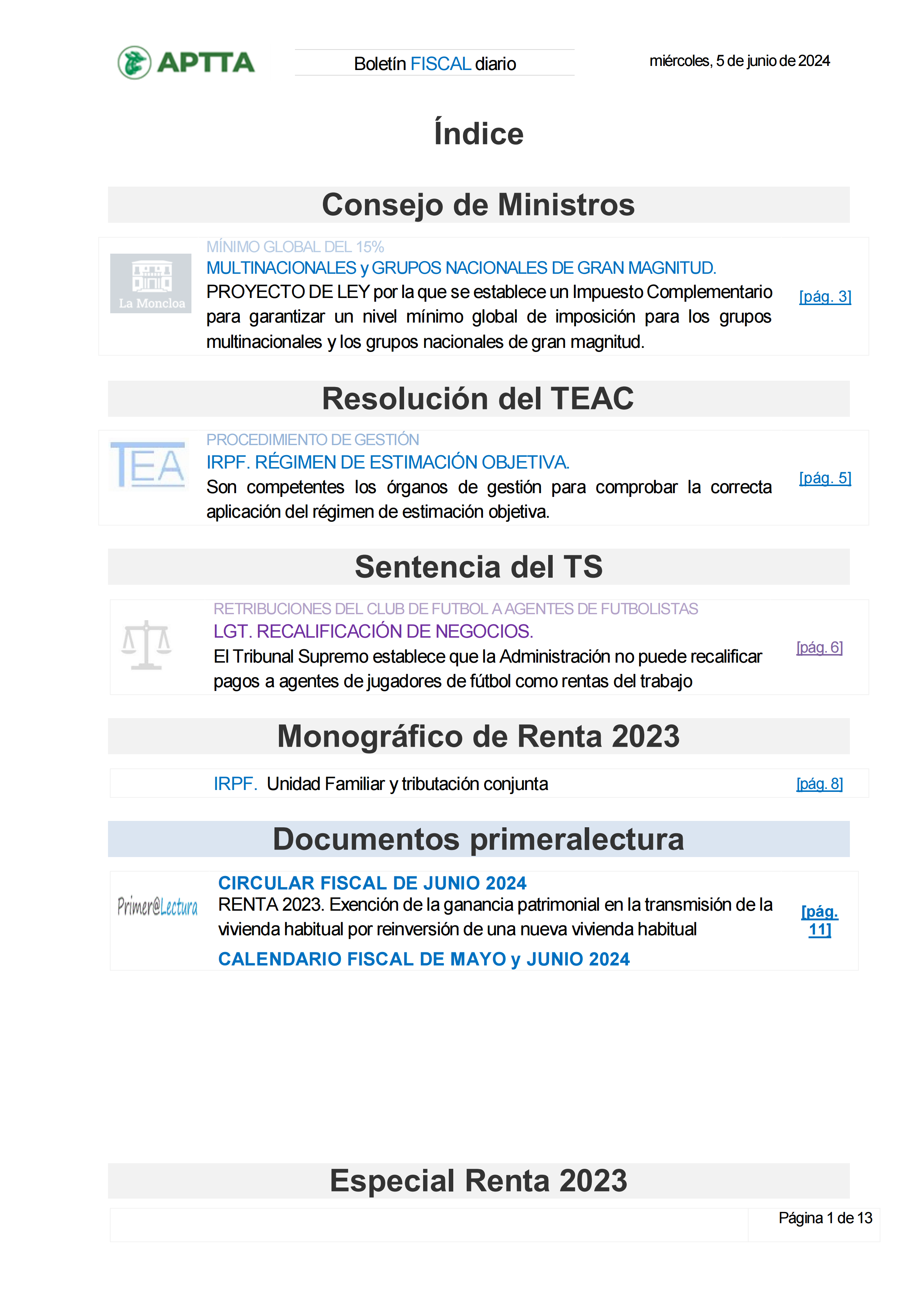 Boletín fiscal 05/06/2024