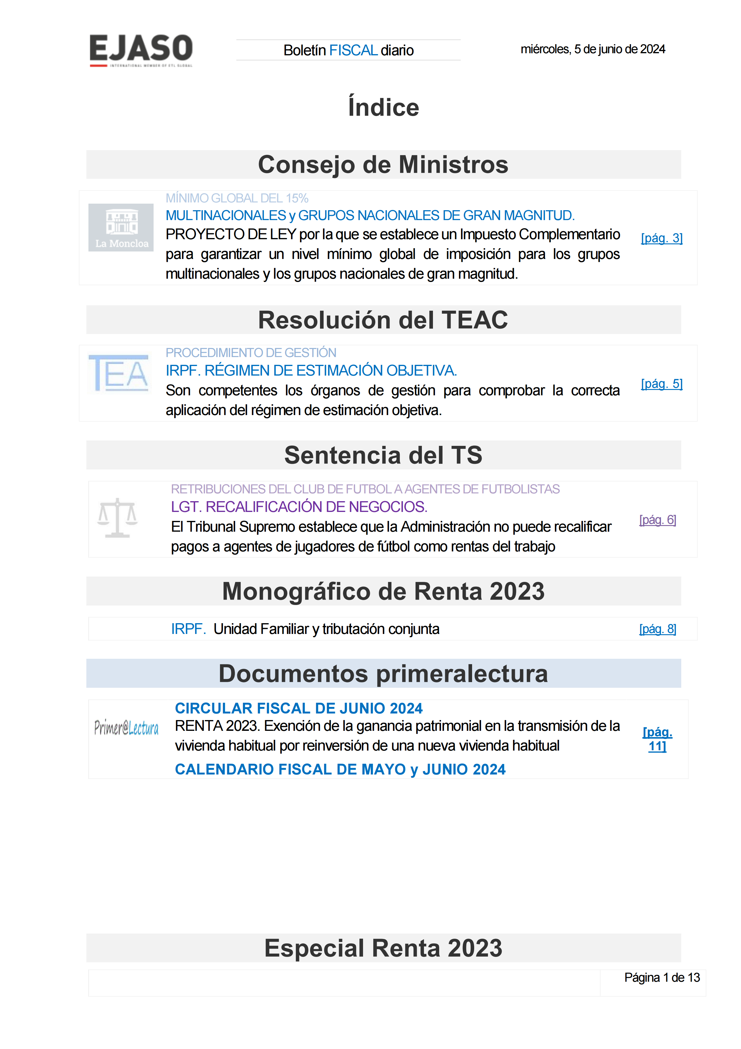 Boletín fiscal 05/06/2024