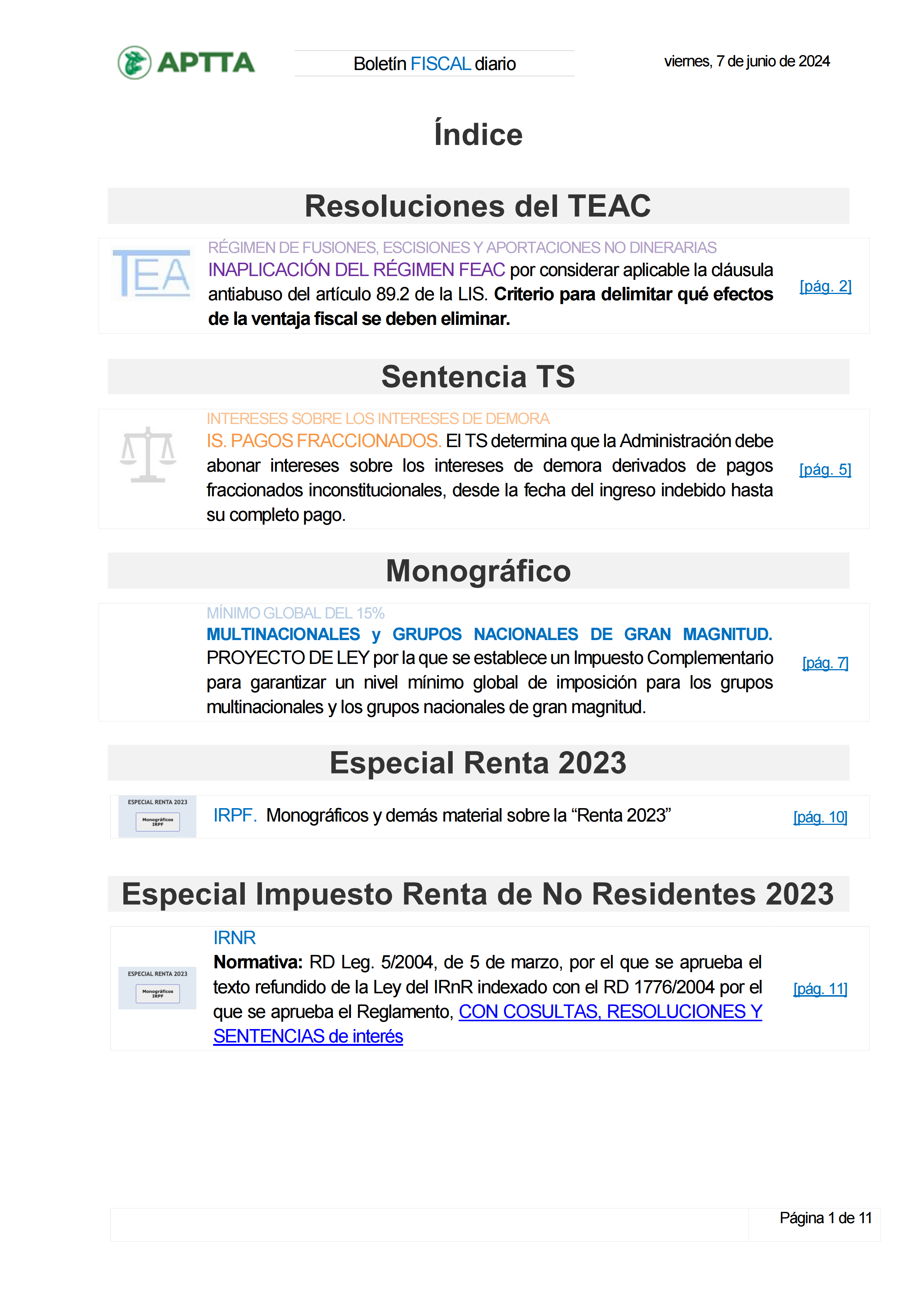 Boletín fiscal 07/06/2024