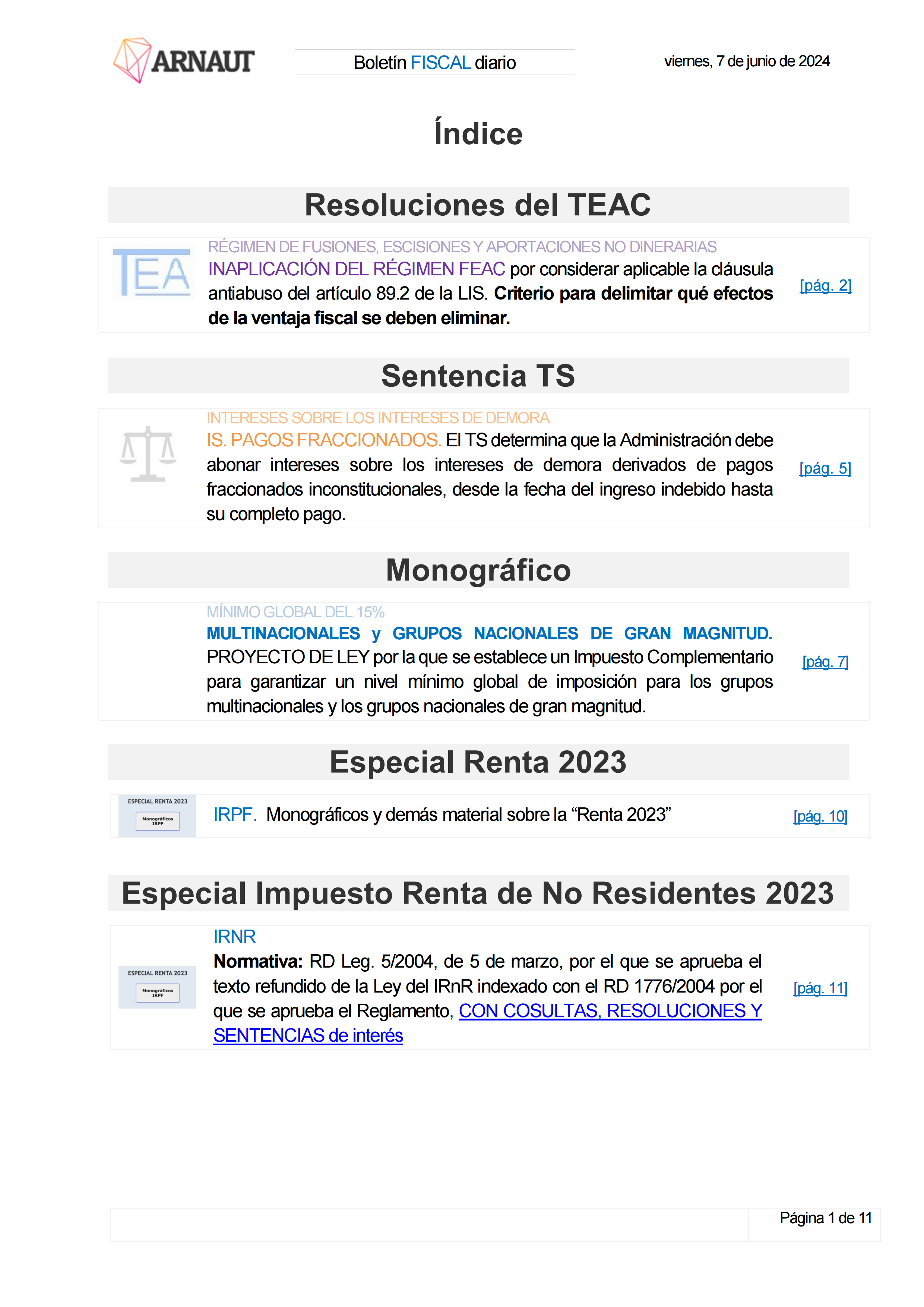Boletín fiscal 07/06/2024