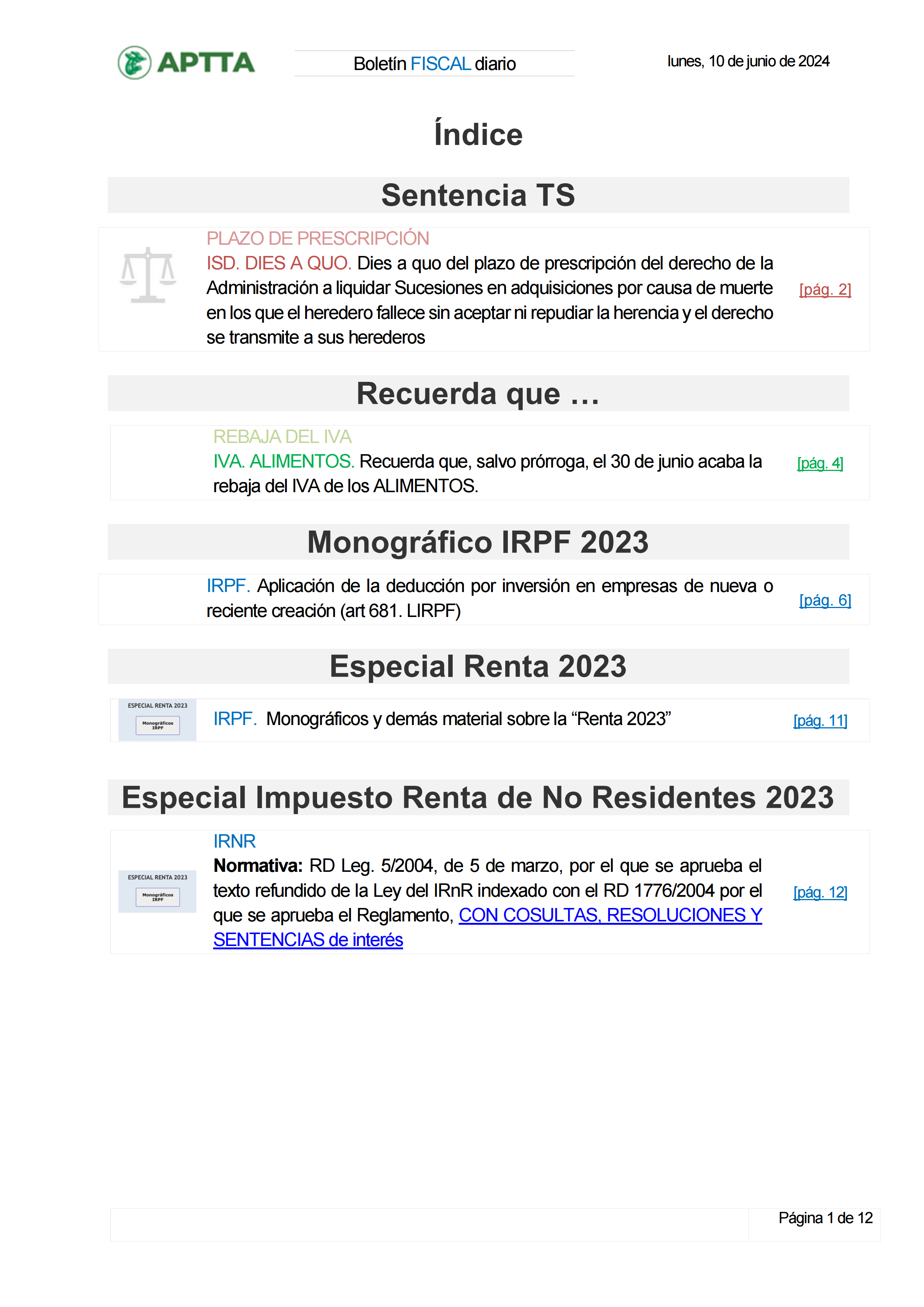 Boletín fiscal 10/06/2024