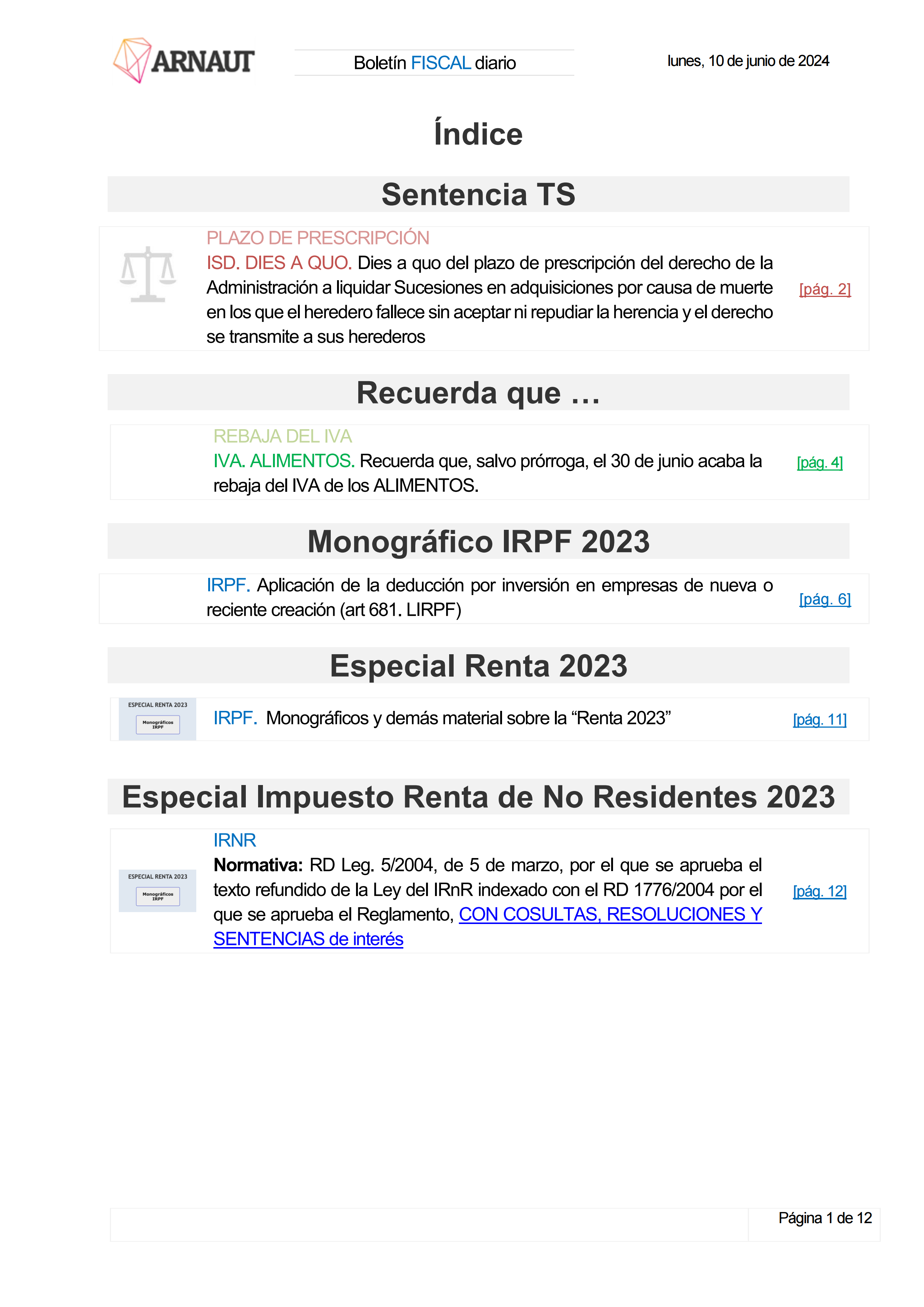 Boletín fiscal 10/06/2024