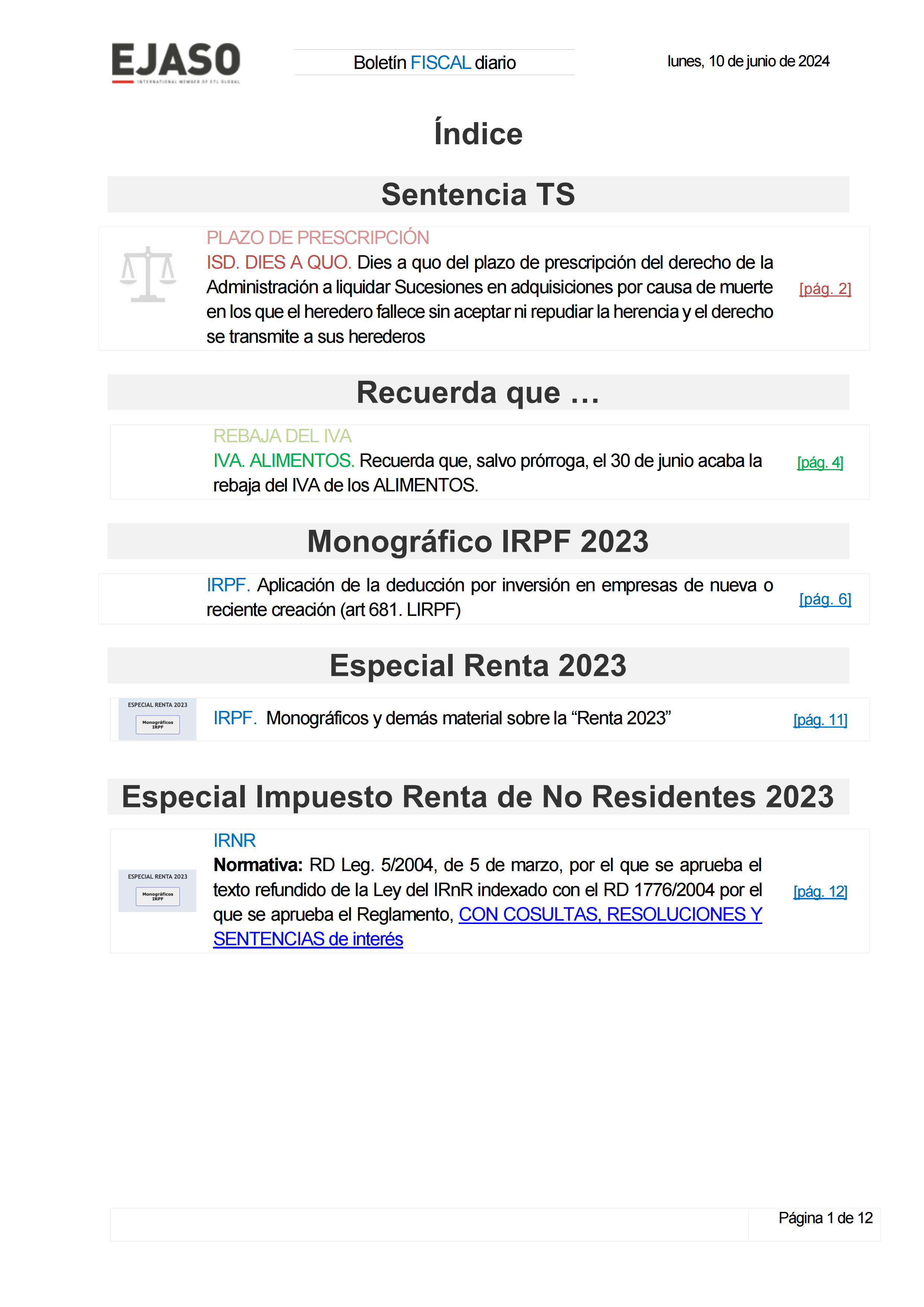 Boletín fiscal 10/06/2024