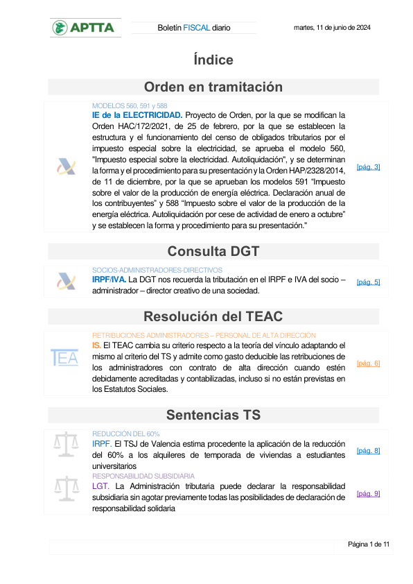 Boletín fiscal 11/06/2024