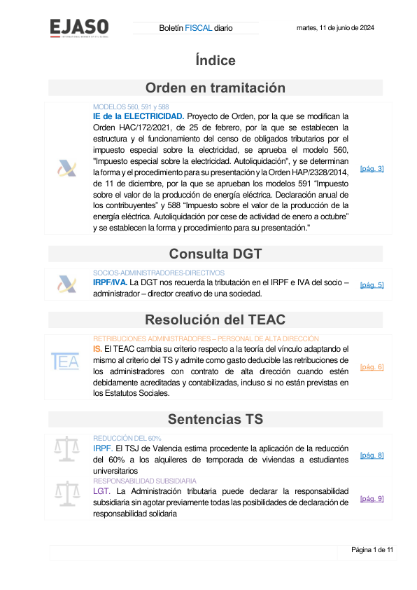 Boletín fiscal 11/06/2024