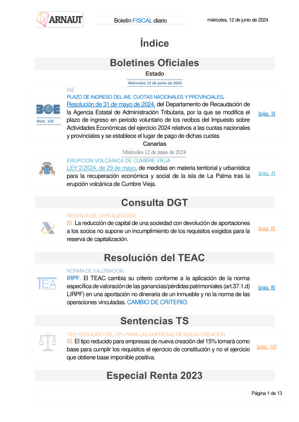 Boletín fiscal 12/06/2024