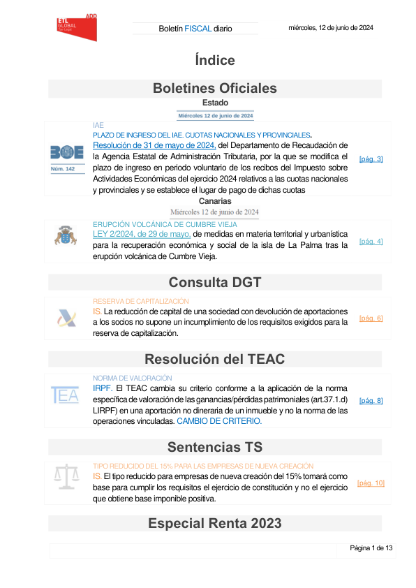 Boletín fiscal 12/06/2024