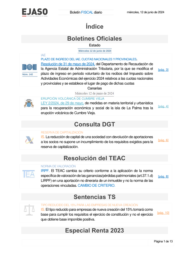 Boletín fiscal 12/06/2024
