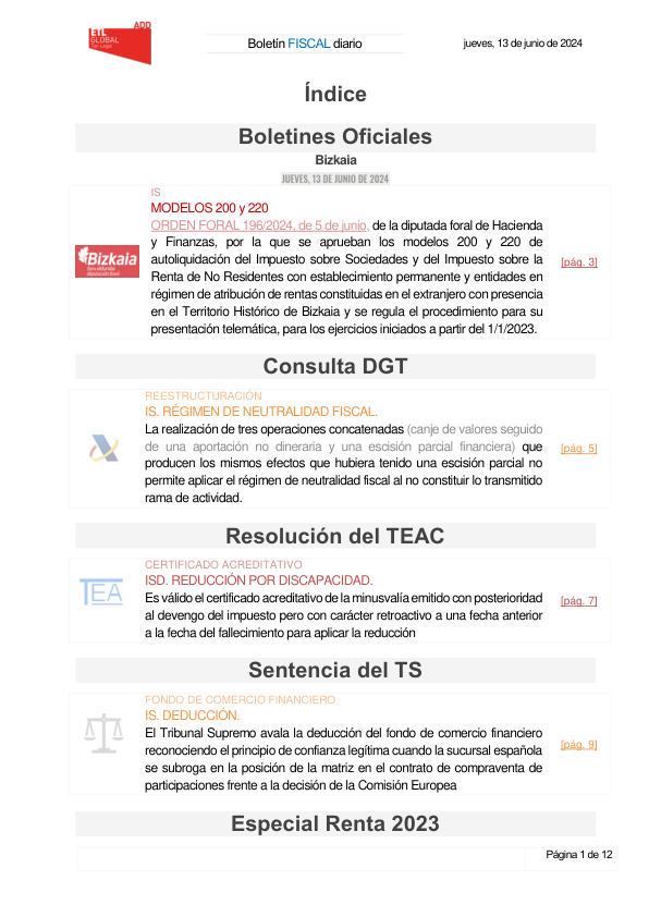 Boletín fiscal 13/06/2024
