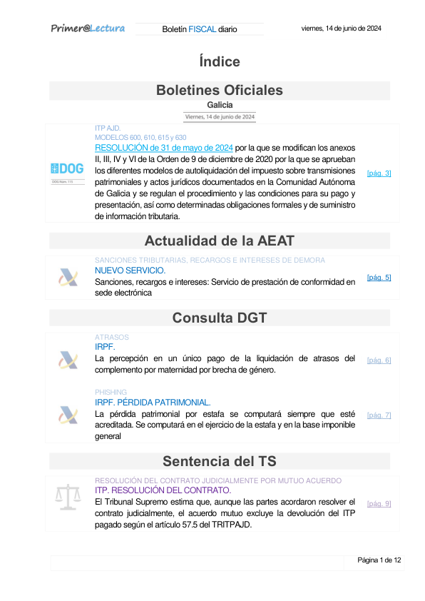 Boletín fiscal 14/06/2024