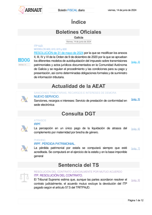 Boletín fiscal 14/06/2024