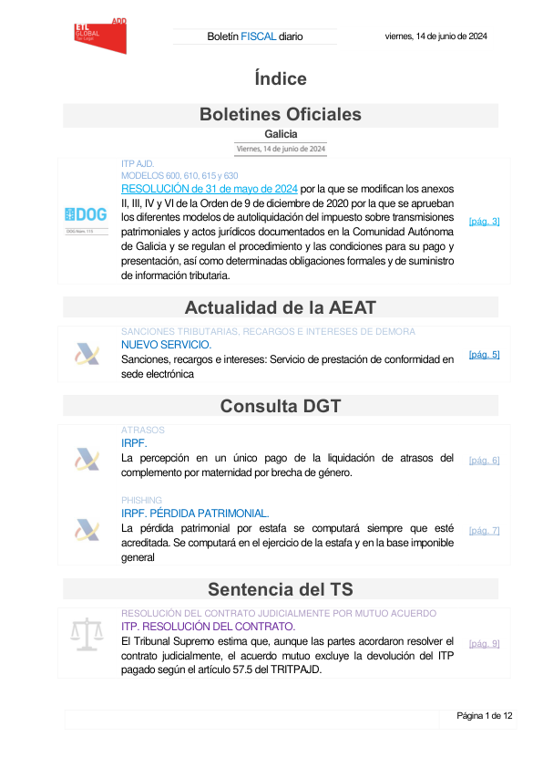 Boletín fiscal 14/06/2024