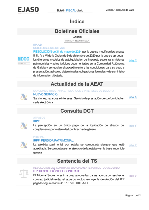 Boletín fiscal 14/06/2024