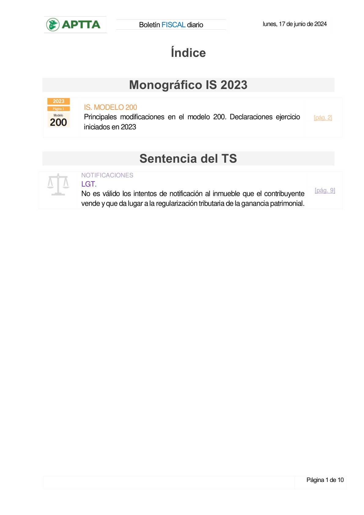 Boletín fiscal 17/06/2024