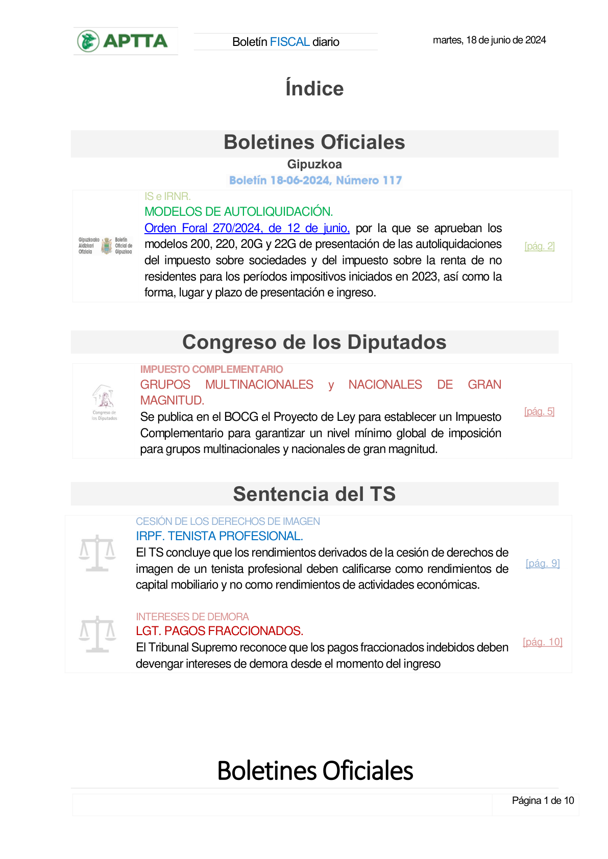Boletín fiscal 18/06/2024