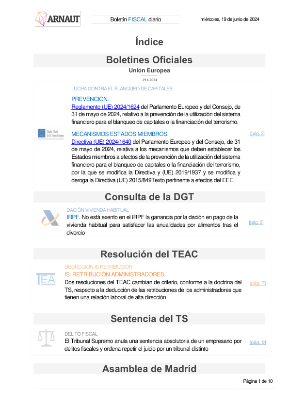 Boletín fiscal 19/06/2024