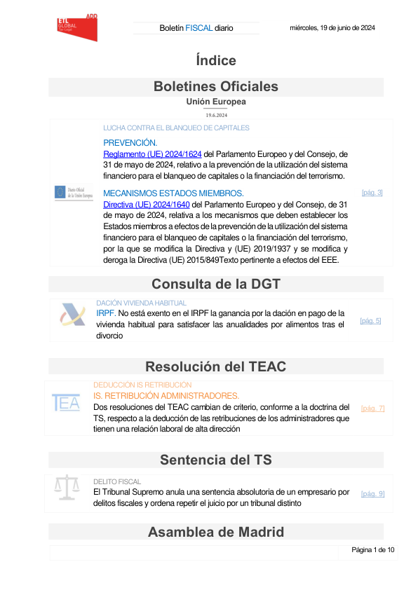Boletín fiscal 19/06/2024