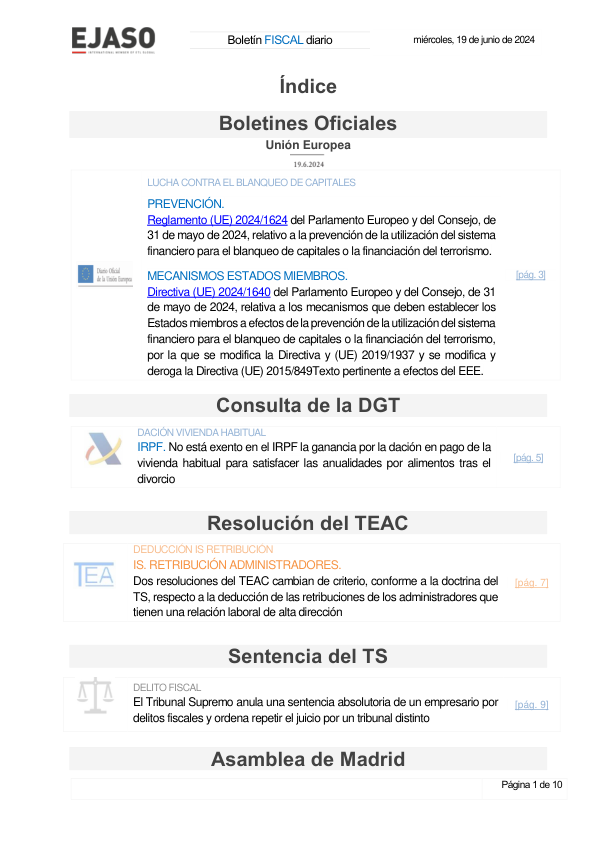 Boletín fiscal 19/06/2024
