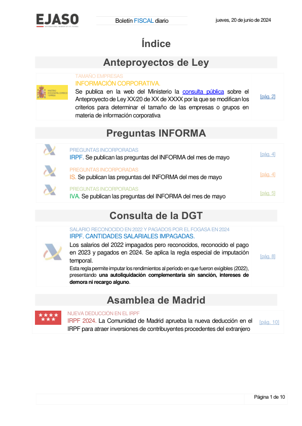 Boletín fiscal 20/06/2024