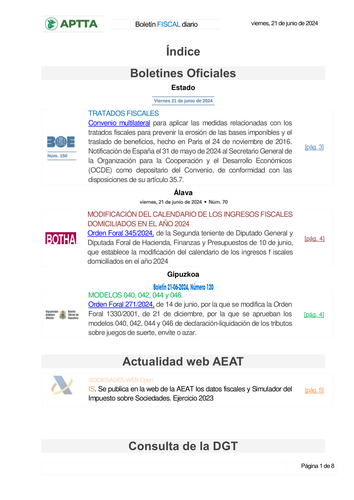 Boletín fiscal 21/06/2024