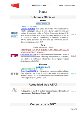Boletín fiscal 21/06/2024