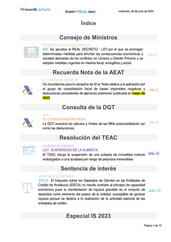 Boletín fiscal 26/06/2024
