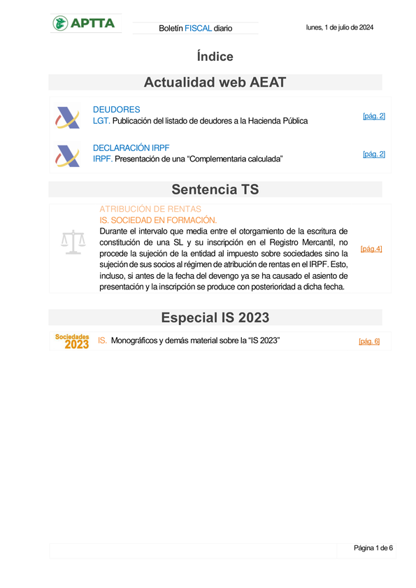 Boletín fiscal 01/07/2024