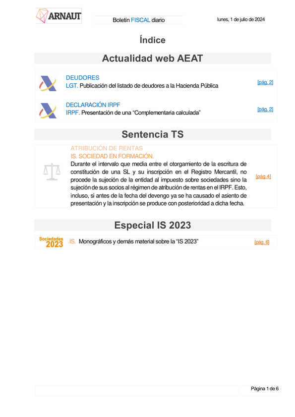 Boletín fiscal 01/07/2024