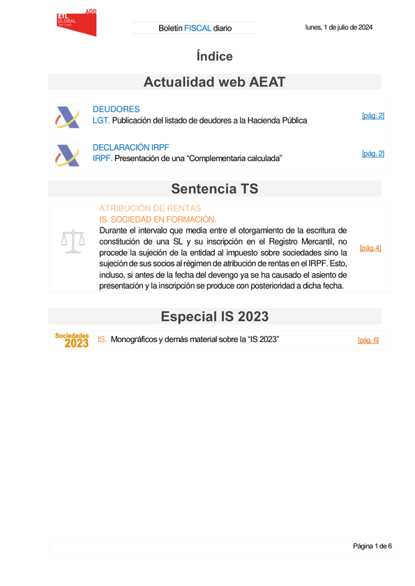 Boletín fiscal 01/07/2024