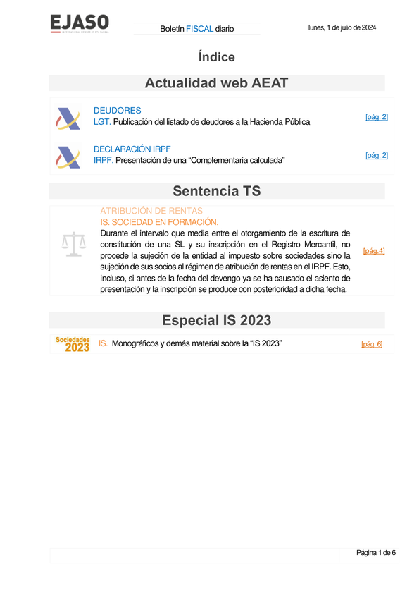 Boletín fiscal 01/07/2024