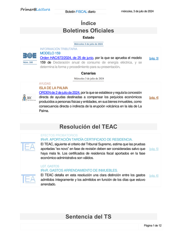 Boletín fiscal 03/07/2024