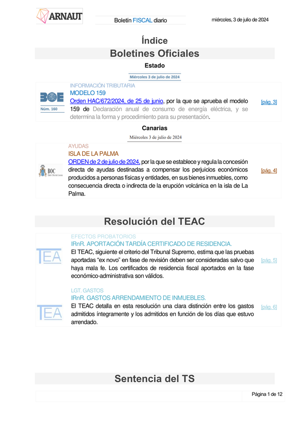 Boletín fiscal 03/07/2024