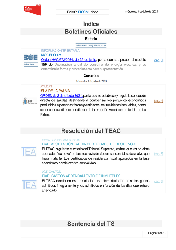 Boletín fiscal 03/07/2024