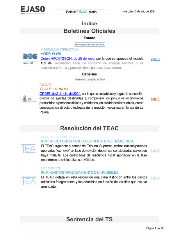 Boletín fiscal 03/07/2024