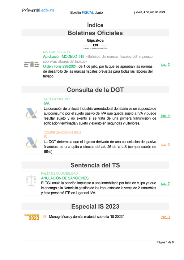 Boletín fiscal 04/07/2024
