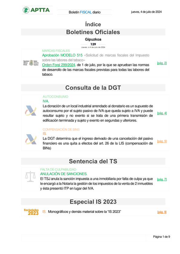 Boletín fiscal 04/07/2024