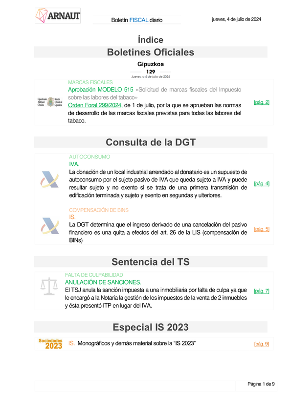 Boletín fiscal 04/07/2024