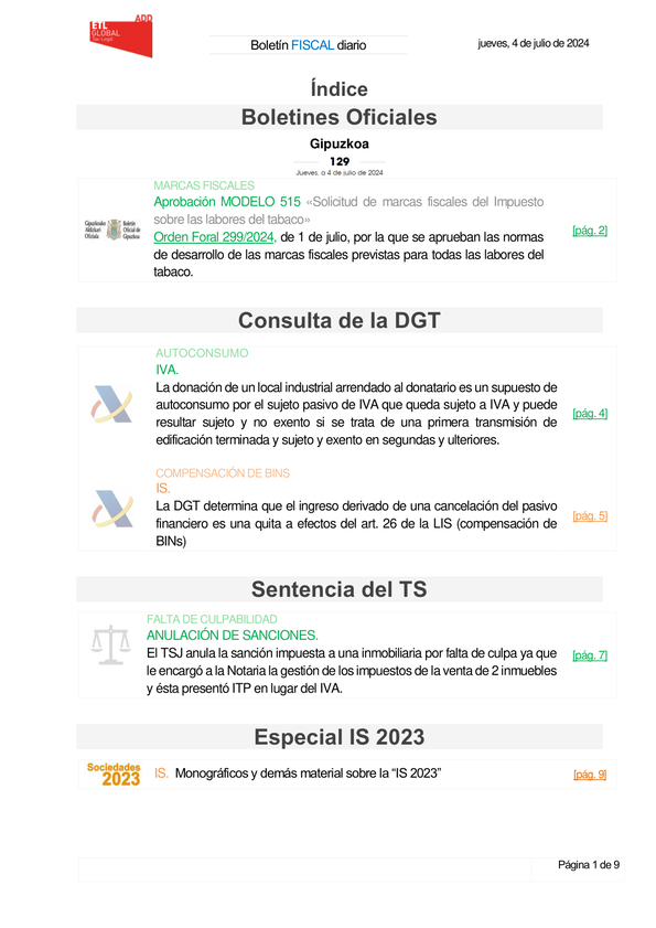 Boletín fiscal 04/07/2024
