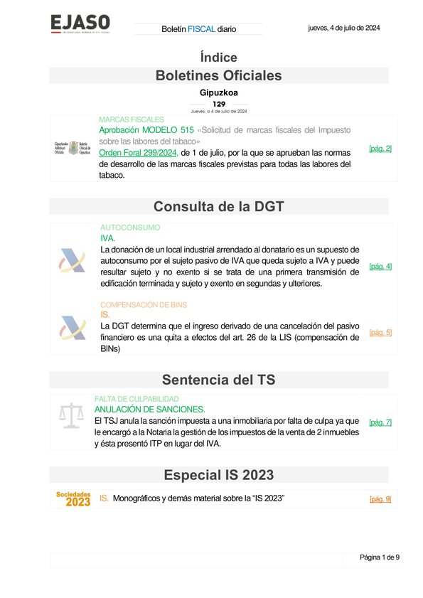 Boletín fiscal 04/07/2024